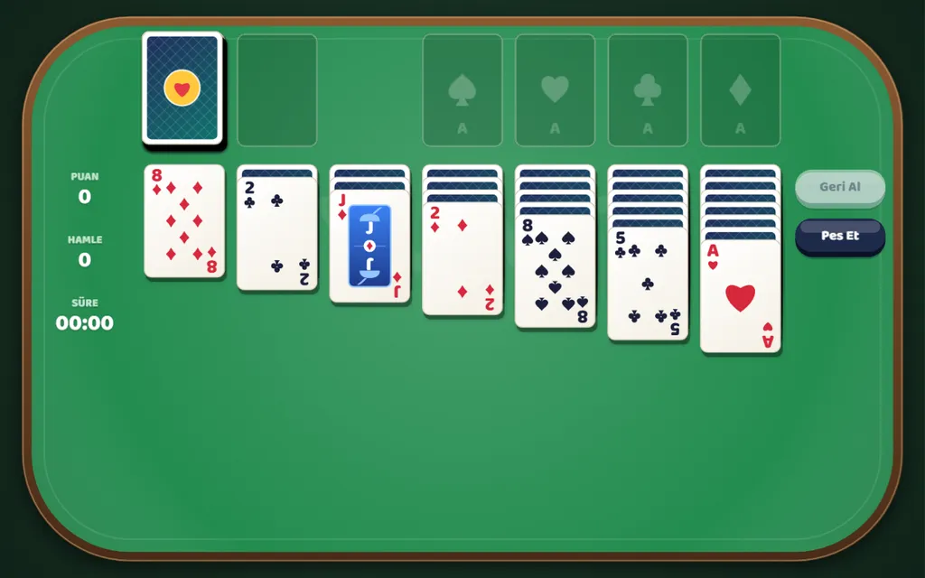 Solitaire oyun ekranı
